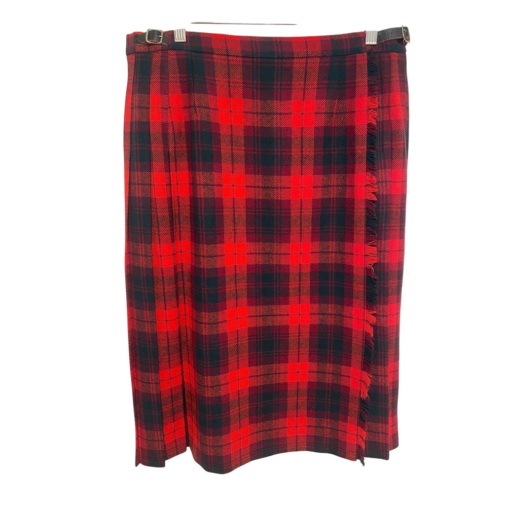 Vintage Wool Kilt Laird-Portch Scotland Red Tartan Wrap Skirt XL
